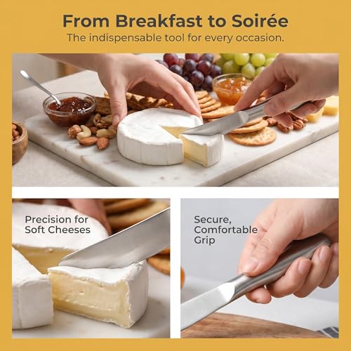2PCS Stainless Steel Butter Knife Set, Multipurpose Butter Spreader Knife for Cold Butter, Cream Cheese, Jam, Pastry, Charcuterie Board and Kitchen Food Prep