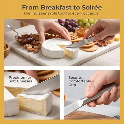 2PCS Stainless Steel Butter Knife Set, Multipurpose Butter Spreader Knife for Cold Butter, Cream Cheese, Jam, Pastry, Charcuterie Board and Kitchen Food Prep