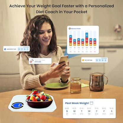 Nutrition Scale – Digital Kitchen Food Scale with App, Smart Food Scale for Calorie & Nutrition Tracking, White - color: White