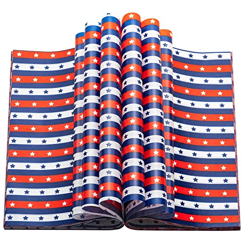 100 Pcs 4th of July Wax Paper for Food, Wax Paper Sheets Deli Paper Sandwich Wrap Candy Cookies Wraps, Waterproof Oil-proof Picnic Basket Liners with Star Flag Pattern for Kitchen Handmade Food - color: Patriotic