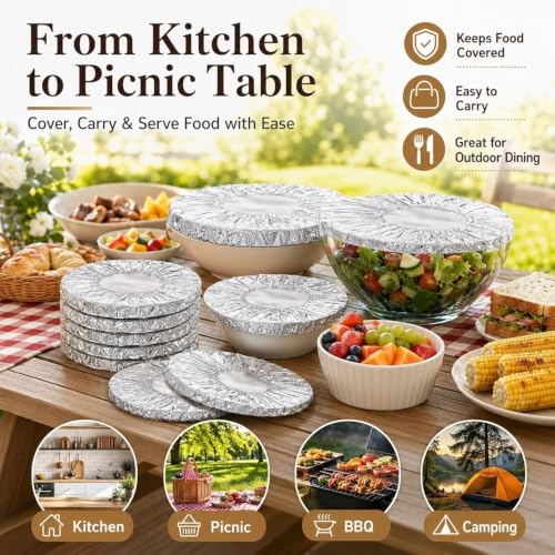Reusable Aluminum Foil Food Covers, Reusable Elastic Food Storage Covers, Plastic Bowl Covers with Elastic Edging Stretch Plastic Wrap Bowl Covers (50PCS) - color: 50PCS