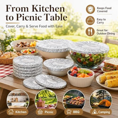 Reusable Aluminum Foil Food Covers, Reusable Elastic Food Storage Covers, Plastic Bowl Covers with Elastic Edging Stretch Plastic Wrap Bowl Covers (50PCS) - color: 50PCS