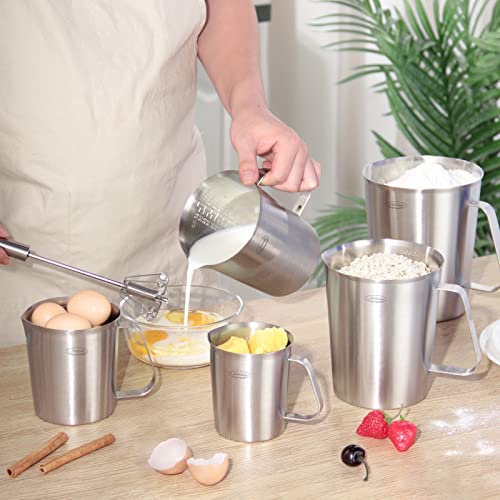 Measuring Cup, [Upgraded, 3 Measurement Scales, Including Cup Scale, ML Scale, Ounce Scale], Newness Stainless Steel Measuring Cup with Marking with Handle, 32 Ounces (1.0 Liter, 4 Cup) - size: 32 OZ (4 Cup, 1000 ML)