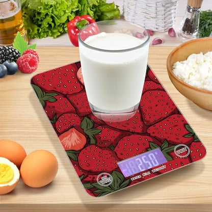 Food Scale Kitchen Scale for Baking Cooking Digital Food Weighing Measuring Scale Small Waterproof Electric Food Scale Cartoon Red Strawberry - color: Cartoon Red Strawberry