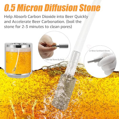 Carbonation Keg Lid Beer Keg Replacement Lid Universal For Corny Keg Cornelius Keg Ball Lock Keg, HomeBrew 304 Stainless Steel Carbonating Keg Lid with Carbonation Diffusion Stone & 20'' Silicone Tube