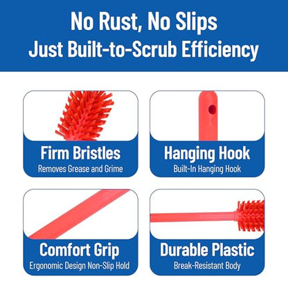 SPARTA Large Water Bottle Brush Ideal for Wide-Mouth Jars, Bottles and Tumblers, Dishwashing Tool with Handle for Home and Commercial Kitchens, Plastic, 12 Inches, Red - color: Blue