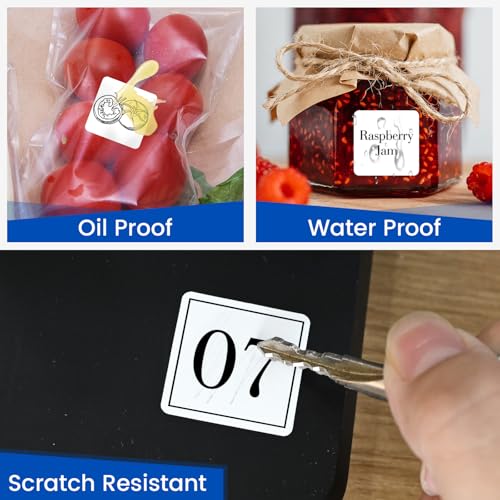 L LIKED 1" x 1" Square Thermal Labels, Removable Labels with No Residue, Water and Oil Resistant, Use for Both Home and Office (1 Roll, 1380 Labels) - size: 1x1-1380