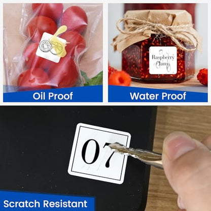 L LIKED 1" x 1" Square Thermal Labels, Removable Labels with No Residue, Water and Oil Resistant, Use for Both Home and Office (1 Roll, 1380 Labels) - size: 1x1-1380