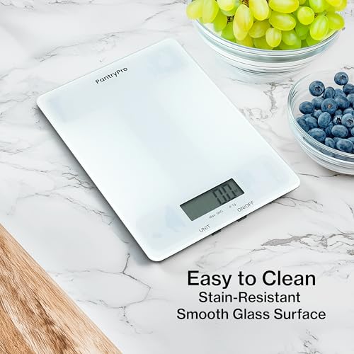 Glass Platform Digital Kitchen Scale - for Food Coffee Lab - LCD Display gram Ounces lb:oz fl.oz ml - 11 LB/5 KG Capacity - Battery Included - White by The Display Guys - color: Glass - White