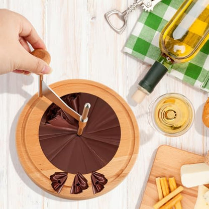 Cheese Curler Wheel, Stainless Steel Cheese Shaver with Sharp Blade Wood Base for Create Beautiful Rose, Ideal Cutter for Tete de Moine Curler and Chocolate Shavings and Curls