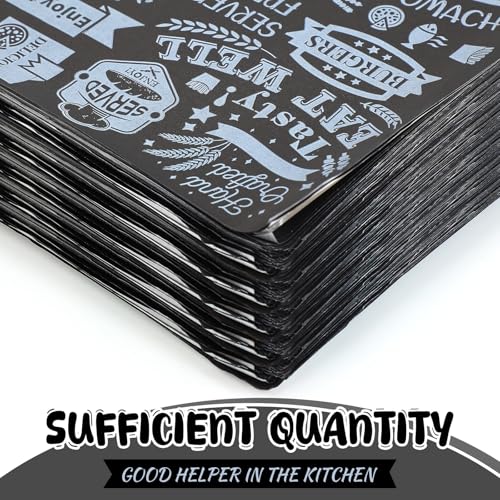 Outus 600 Pcs 12 x 12 Inch Deli Wax Paper Sheets Grease Resistant Tray Basket Liners Newsprint Paper Water and Grease Proof Sandwich Wrapping Square Hot Dog Wrappers for Food Baking (Black) - color: Black