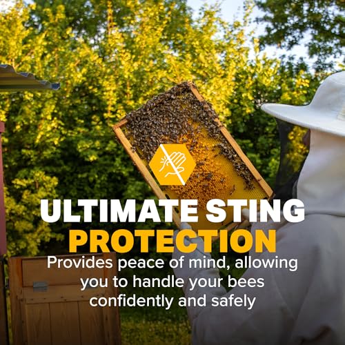 Mann Lake Deluxe Bee Suit, Beekeeping Gear with Zippered Square Veil, Durable 50/50 Cotton/Polyester Blend, Bee Protection Suit, Professional Beekeeping Suit for Adults, Medium - size: Medium