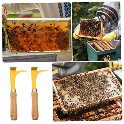 2pcs Bee Hive Scraping Tools Wooden Handle Beekeeping Equipment for Honey Cutting Hive Body Separation