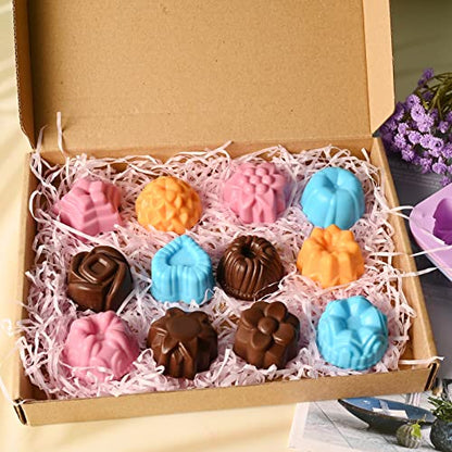 Sakolla 3 Pack Flower Molds Silicone, 12 Cavities Different Shapes Silicone Molds for Chocolate, Cupcake, Candy, Jelly, Ice Cube, Muffin (Pink, Purple, Blue) - color: Flower Shape/3 Colors