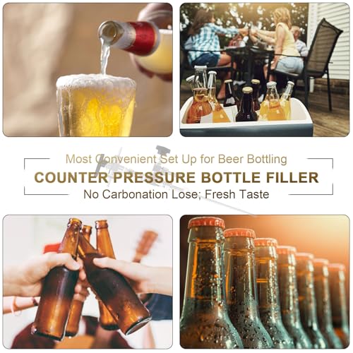 Counter Pressure Bottle Filler Stainless Steel Bottle Filler Counter Pressure Beer Bottling Wand 1/4 & 5/16 Barb Homebrew Beer Bottle Filler Hand Held Bottle Filler 3ft Hose - size: NO gauge