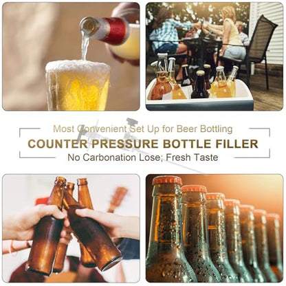 Counter Pressure Bottle Filler Stainless Steel Bottle Filler Counter Pressure Beer Bottling Wand 1/4 & 5/16 Barb Homebrew Beer Bottle Filler Hand Held Bottle Filler 3ft Hose - size: NO gauge