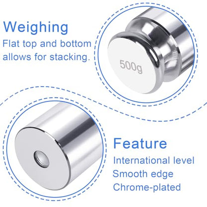 QP 500g Calibration Weights, OIML M1 High Precision Gram Weights, Stainless Steel Scale Calibration Weight for Digital Scale, Weight Scale, balance Scale, Chrome Finish Scale Weights with Storage Case - size: 500g