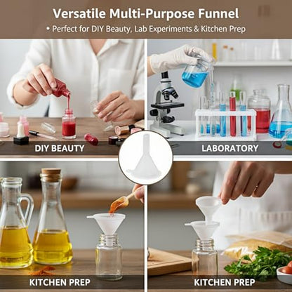 200PCS Mini Clear Plastic Funnel Little Small Funnel, Sand Art, Perfume, Spice, Powder, Essential Oil, Recreational, Kitchen Food Grade Small