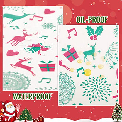 100 Pcs Christmas Wax Paper for Food, Wax Paper Sheets Deli Paper Sandwich Wrap Candy Cookies Wraps, Waterproof Oil-proof Picnic Basket Liners with Reindeer Pattern for Kitchen Handmade Food - color: Reindeer