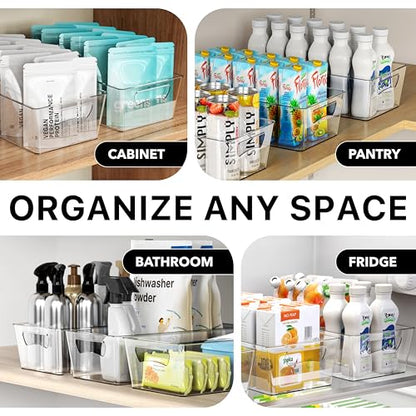 Simple Houseware 4 Pcs Pantry Clear Bin Storage Organizer, 14" x 7" x 3.75" - size: 4 Pack - 14 x 7 x 3.75
