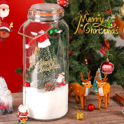 Qianfenie 2 Gallon Glass Jar with Airtight Lid(7600ML), Gallon Airtight Glass Storage Jar with Stainless Steel Handle - Large Glass Food Storage Container with Lid Flour, Sugar, and Dog Treats