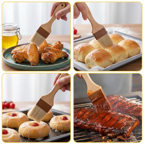2 Pcs 2 inch Pastry Brush Bristle Basting Brushes Cooking Baking BBQ Oil Brush Food Brushes for Cooking Butter Oil Egg Marinade Grilling Durable Kitchen Marinade Butter Culinary Utensil