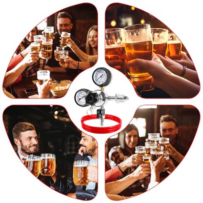 CGA580 Nitrogen Beer Regulator Nitrogen Tank Regulator, Dual Gauge Gas Regulator with 5Ft Beer Line, Nitrogen Keg Regulator with 2Pcs 5/16’’ Barbs Hose Clamps for Homebrew