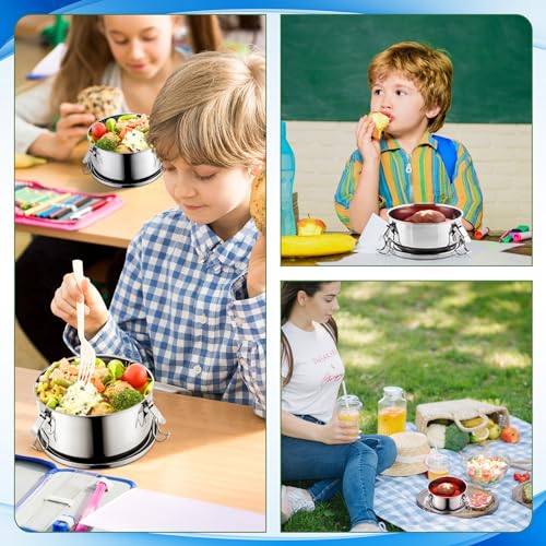 4 Pcs Small Stainless Steel Bento Box Bulk 13 oz Reusable 304 Stainless Steel Food Storage Containers with Lockable Clips to Leak Proof, Dishwasher Safe - size: 13 oz