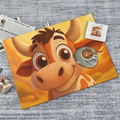 Cute Cow and Cheese Dish Drying Mat for Kitchen Counter Microfiber Absorbent Reusable Washable 18x24in - color: Cute Cow And Cheese