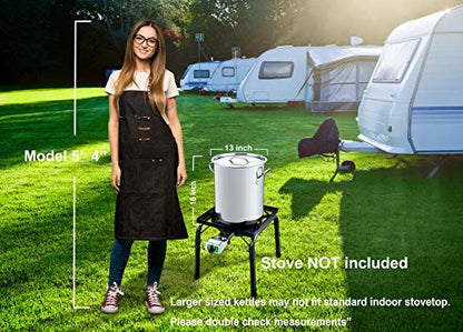 CONCORD 36 QT Stainless Steel Stock Pot w/Basket. Heavy Kettle. Cookware for Boiling (36) - size: 36 Quarts