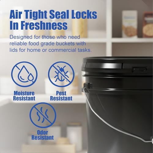 ePackageSupply 5 Gallon Bucket - Food Grade w/Lid BPA-Free, 1 Pack - Black | Airtight Gasketed Tear Strip Lid, Heavy-Duty 90 Mil HDPE Plastic Pail, Bulk Storage, Food Safe Durable Container, Made in USA - color: Black, size: 1 Pack