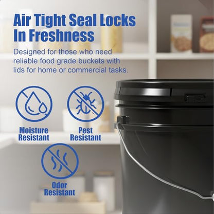 ePackageSupply 5 Gallon Bucket - Food Grade w/Lid BPA-Free, 1 Pack - Black | Airtight Gasketed Tear Strip Lid, Heavy-Duty 90 Mil HDPE Plastic Pail, Bulk Storage, Food Safe Durable Container, Made in USA - color: Black, size: 1 Pack