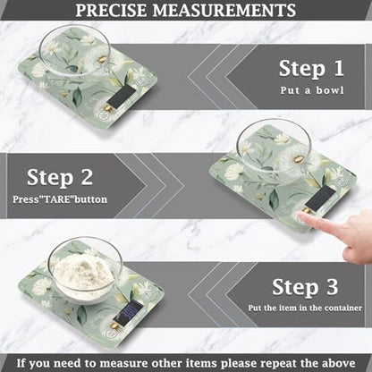 Sage Green Dandelion01 Food Scale Kitchen Digital Scale Food Ounces and Grams Dieting Baking Cooking Waterproof Glass Panels LCD Display,4 Units Tare Function - color: Sage Green Dandelion01