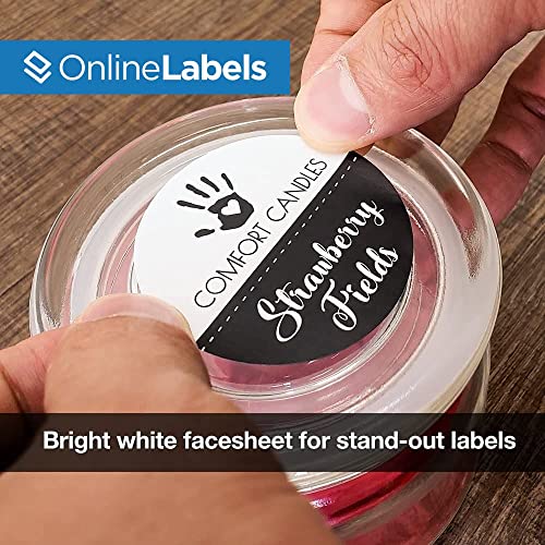 2" Round Labels - Permanent Adhesive, White Matte - Great for Candle and Jar Lids, Products, Favor Labels - Pack of 5,000 Circle Stickers, 250 Sheets - Inkjet/Laser Printers, OL5375WX, OnlineLabels - size: 250 Sheet Pack