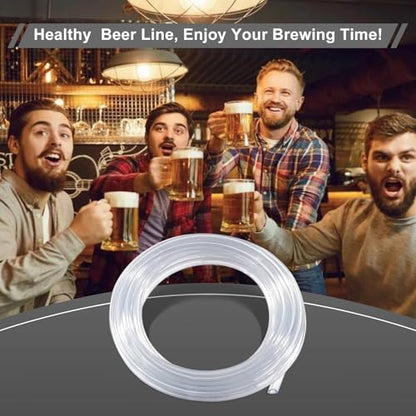 10 Feet - Kegerator Line 3/16" ID 7/16" OD Beer Line Tubing Food Grade Hose Clear Vinyl PVC Tubing with 4 PCS Hose Clamps for Kegerator, D Coupler, Draft Beer Tower Beer Dispensing - size: 10Ft Beer Line