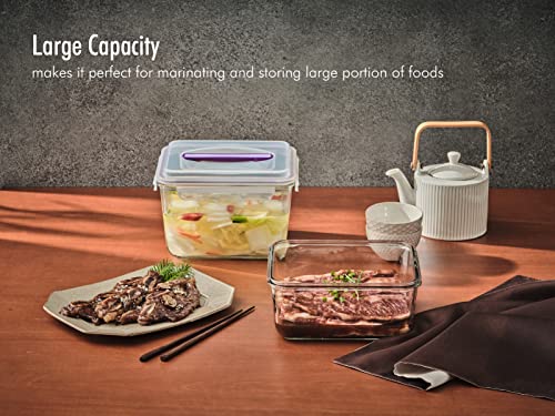 GLASSLOCK 61 Oz Glass Food Storage set of 2 – Large Capacity, Airtight & Leak-Proof, BPA Free Lid with Carry Handle, Microwave, Dishwasher, Fridge & Freezer Safe, Marinating, Sauce, Fruit Storage