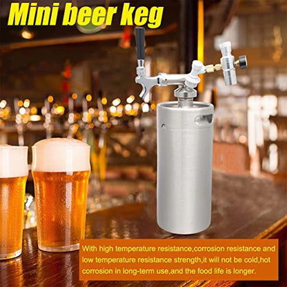 Mini Stainless Steel Beer Keg,Portable Home Dispenser System to Keep Fresh for Home Kitchen Brewing Beer,Keeps Carbonation for Craft Beer Draft and Homebrew,3.6 liters