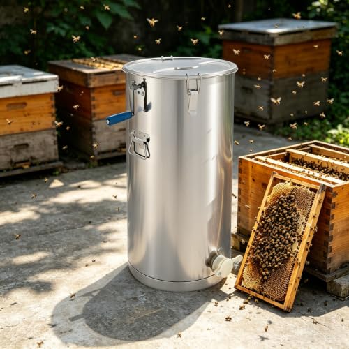 Manual Honey Extractor 2-Frame, 49.6lbs Capacity Stainless Steel Honey Spinner Extractor, for Beekeeping Harvesting