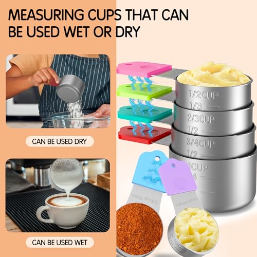 Magnetic Measuring Cups, 6 Stainless Steel Nesting Measuring Cup Set for Measuring Dry or Liquid Ingredients - style: Magnetic-6PCS