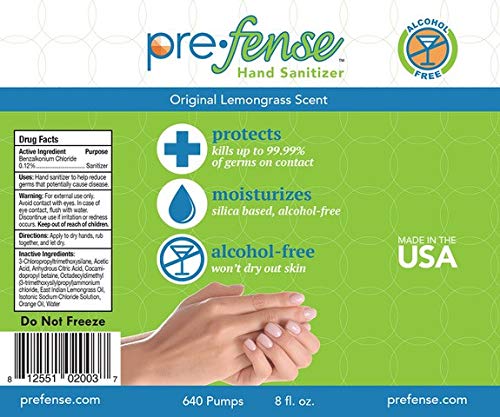 Foam Hand Sanitizer - Kills 99.9% of Common Germs - Alcohol-Free - Moisturizing, Non-Skin Drying, Water-Based Formula - Made in USA - Lemongrass Scent - Everyday Size - 8 oz - 3 Pack - size: 8 Fl Oz (Pack of 3)