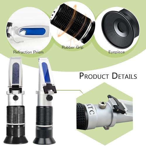 Honey Refractometer,V-Resourcing Hand Held Be'(Baume)/Brix/Water Refractometer for Honey Test,Tri-Scale (Baume:38-43°;Brix:58-92%;Water:12-27%) - color: Honey Refractometer
