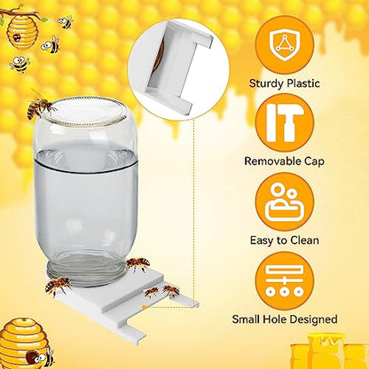 AOIT 6 Pack Front Bee Feeders for Hives Beehive, Entrance Feeder with Perforated Lids Fits Standard Mason Glass Jars Plastic Beehive Water Syrup Feeder Beekeeping Equipment