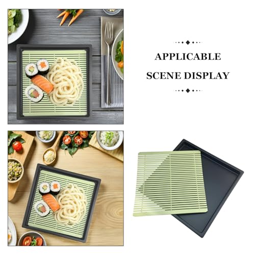 Japanese Dinnerware Tray: Cold Noodle Special Plate - Sushi Serving Tray - Square Plastic Pasta Bowl For Draining Dumpling Sushi Restaurant With Drainboar