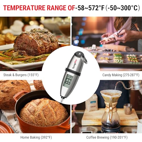 TempPro TP02S (2 Pack) Digital Food Thermometer for Cooking Bread Baking Sourdough Liquids, Meat Thermometer Digital with Super Long Probe for Kitchen BBQ Candy Making Accessory (Previously ThermoPro) - size: Digital