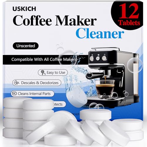 Coffee Machine Cleaner Descaler Tablets 12 Pack, Coffee Maker Cleaner for Keurig, Ninja, Breville, Delonghi, Nespresso, Miele,Espresso Machine Cleaning Tabs,Descaling Solution for Coffee Pot Maker - size: 1 Count (Pack of 12)