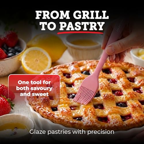 Lightyear Silicone Basting Pastry Brush Set (2 Pcs) ❘ 450°F Heat Resistant Oil Brush for Your Kitchen - Ideal For BBQ’s, Baking & Cooking | 100% Food Grade Silicone - BPA Free & Dishwasher Safe (Pink) - color: Pink