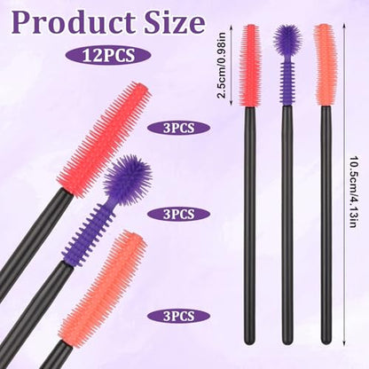 12 Pcs Silicone Nook and Cranny Brush Crevice Cleaning Brushes 3 Styles Sewing Machine Cleaning Brushes Tiny Brush for Sewing Machine, Keyboard, Small Spaces, Orange Purple Red