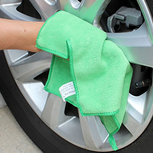 Ultra Absorbent 400 GSM Microfiber Cleaning Cloths, Thick Lint Free Reusable Towels for Kitchen, Glass, Car Detailing, Appliances & Household Cleaning, 12 Pack 12"x12" Green - color: Green