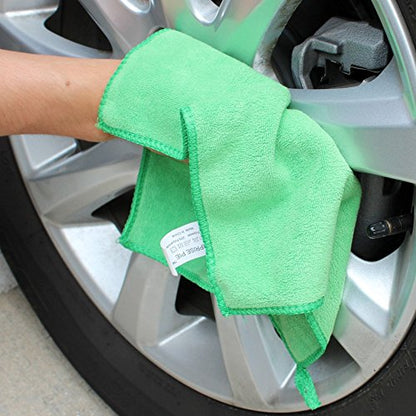 Ultra Absorbent 400 GSM Microfiber Cleaning Cloths, Thick Lint Free Reusable Towels for Kitchen, Glass, Car Detailing, Appliances & Household Cleaning, 12 Pack 12"x12" Green - color: Green