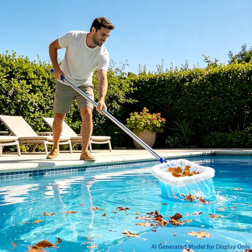 2 Pcs Pool Fine Mesh Net Bag Replacement, 26x22 Inch Adjustable Ultra Fine Mesh Net Bag for Pool Skimmer Net Replacement, Cleaning Spa Pool,Ground Pool, Hot Tub